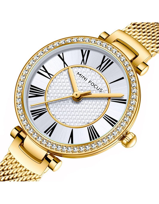 MINI FOCUS MF0424L Montre pour femme, bijoux tendances en acier inoxydable avec maille, montres à quartz, montre de luxe