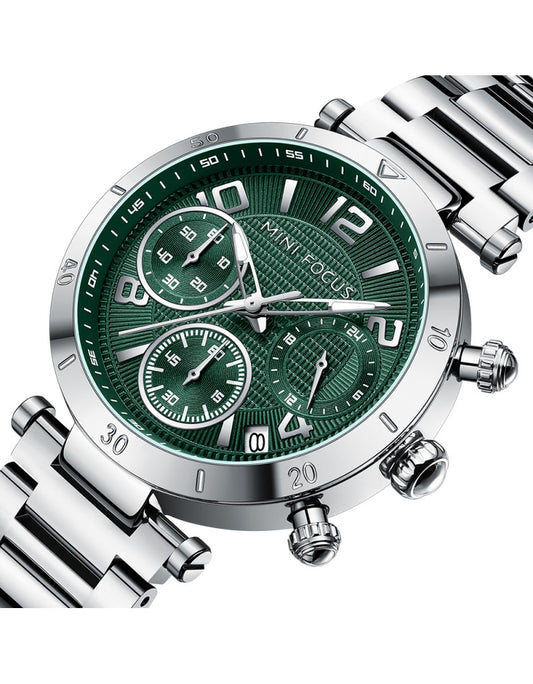 MINI FOCUS MF0494L Aiguilles Lumineuses Bracelet en Acier Inoxydable Montre Élégante à Quartz pour Femmes Mode Chronographe Montre-Bracelet pour Dames