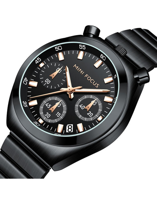 MINI FOCUS 0491L Montre élégante à la mode pour femmes  Multifonction Sous-cadrans Calendrier Montre à quartz tendance pour femmes Bracelet en acier